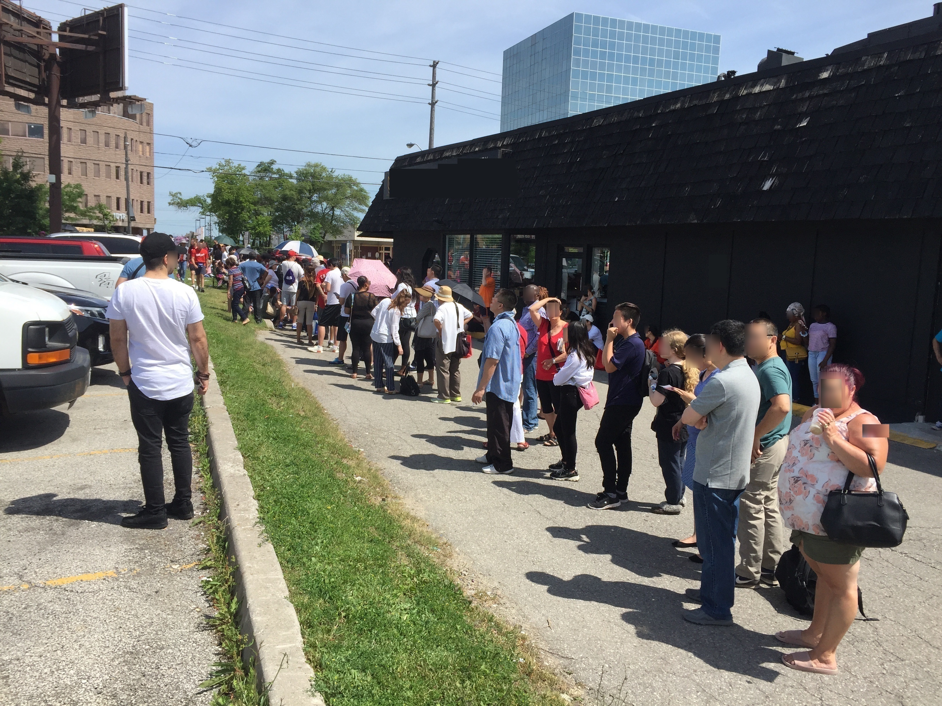 Waiting in line for free food